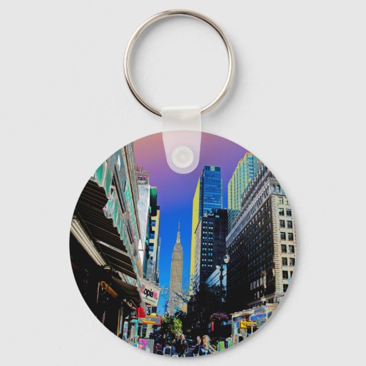 Empire State Building vanaf 42nd St New York Poste Sleutelhanger (Voorkant)