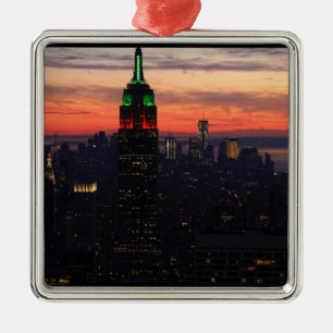 Empire State Building - Zonsondergang 01 van de Metalen Ornament