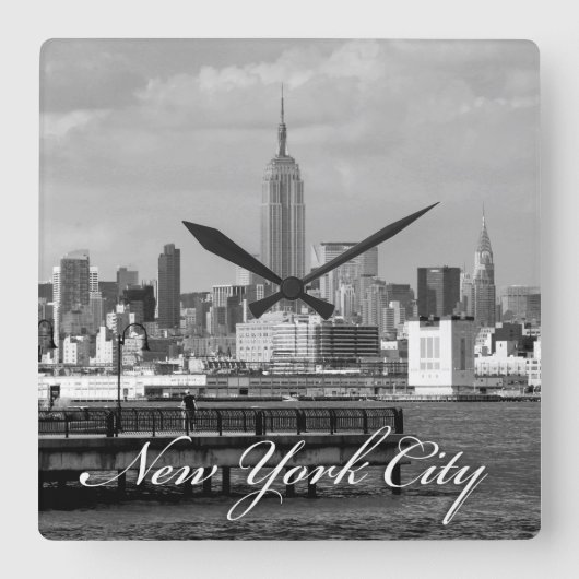 Empire State New York City Vierkante Klok (Voorkant)