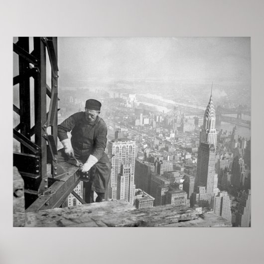 Empire State staalarbeider, 1936. Oude foto Poster (Voorkant)