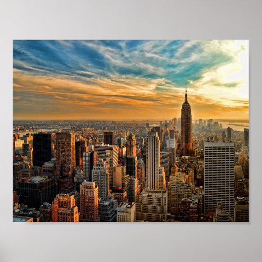 Empire State Sunset in New York City Poster (Voorkant)