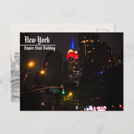 Empire State & Washington Square Postcard New York Briefkaart (Voorkant / Achterkant)
