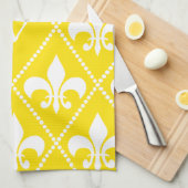 Empire Yellow Fleur de Lis met monogram initiaal Theedoek (Quarter Fold)