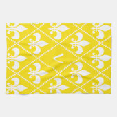 Empire Yellow Fleur de Lis met monogram initiaal Theedoek (Horizontaal)