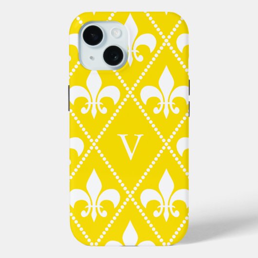 Empire Yellow Fleur de Lis w/monogram Case-Mate iPhone Case (Achterkant)