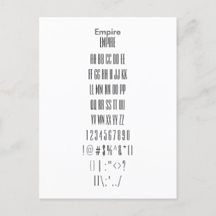 Empire - Zazzle Font Sampler Sheet Briefkaart