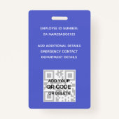 EMPLOYE FOTO BADGE QR Code Barcode Abstract Blauw (Achterkant)
