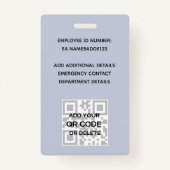 EMPLOYE FOTO BADGE QR Code Barcode Eigenschap (Achterkant)