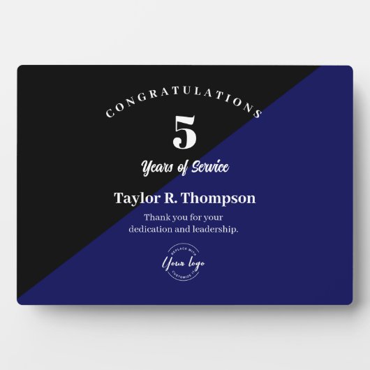 Employee 5 years of service Custom logo blue Fotoplaat (voorkant)