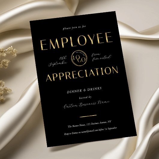 Employee Appreciation Black & Gold Logo Business Kaart