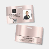 Employee Barcode Logo Naam Scanner Gray Rose Verti Badge (Voor- en achterkant)