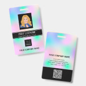 Employee Barcode Logo Naam Scanner Verticaal Roze Badge (Voor- en achterkant)