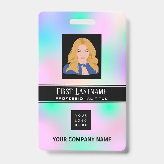 Employee Barcode Logo Naam Scanner Verticaal Roze Badge (Voorzijde)