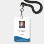 Employee Blauw Professionele ID Badge met Barcode (Voorzijde met lanyard)