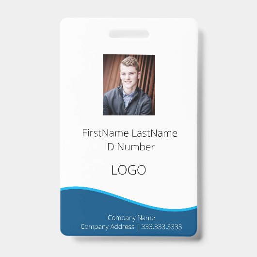 Employee Blauw Professionele ID Badge met Barcode (Voorzijde)