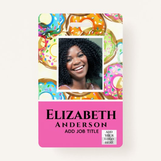 EMPLOYEE FOTO BADGE QR Code Barcode Baker Donuts (Voorkant)