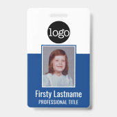 Employee ID - Foto, QR-code, logo, naam Blauwe Bad Badge (Voorzijde)