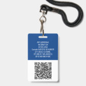 Employee ID - Foto, QR-code, logo, naam Blauwe Bad Badge (Achterkant met lanyard)