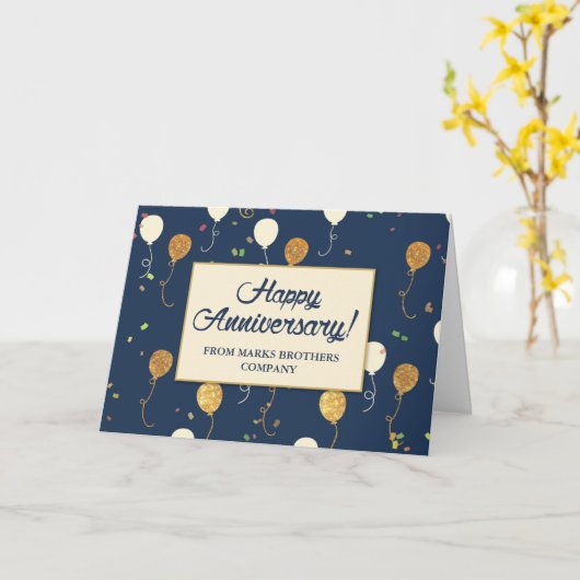 Employee Jubileum Custom Business Gold-look Kaart (Gele Bloem)