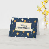 Employee Jubileum Gold Look Balloons Navy Blue Kaart (Gele Bloem)