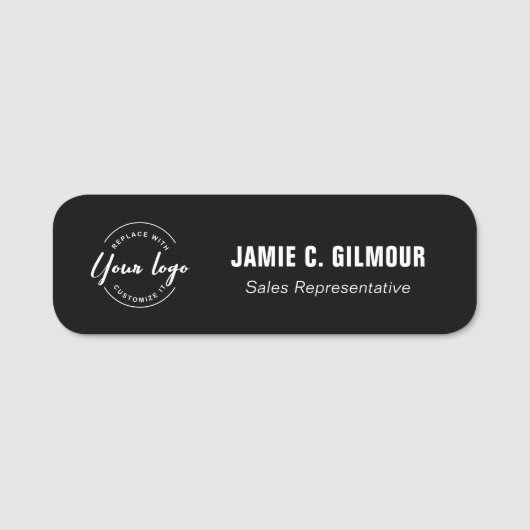 Employee Magnetic Custom Business logo Black Naamplaatje (Voorkant)