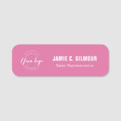 Employee Magnetic Custom Business logo pink Naamplaatje (Voorkant)