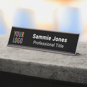 Employee Office Desk Nameplate Business Logo Black Bureau Naambordje
