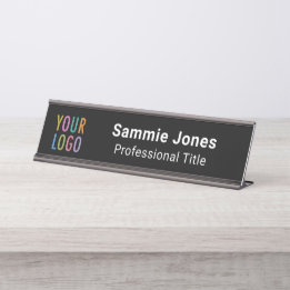 Employee Office Desk Nameplate Business Logo Black Bureau Naambordje