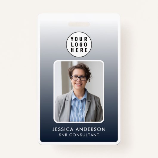 Employee Pass Foto Logo | Navy Blue Gradient Badge (Voorkant)