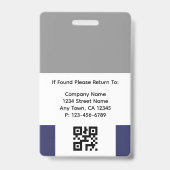 Employee Photo Badge-Gray, White, Navy Blue Badge (Achterkant)