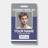 Employee Photo Badge-Gray, White, Navy Blue Badge (Voorzijde)