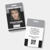 Employee Photo Badge ID - Black and Gray (Voor- en achterkant)