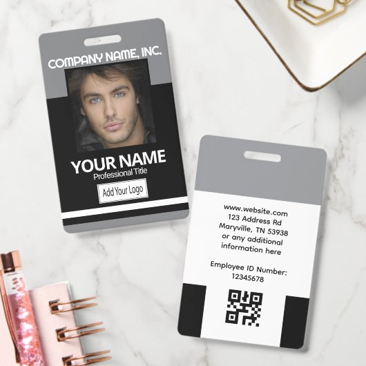 Employee Photo Badge ID - Black and Gray (Kantoor)