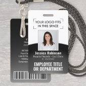 Employee Photo ID Barcode Logo Black & White Curve Badge