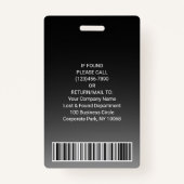 Employee Photo ID Barcode Logo Black & White Curve Badge (Achterkant)