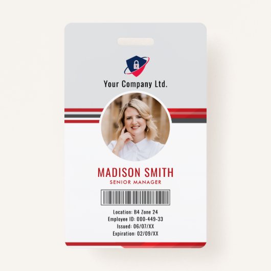 Employee Photo ID Barcode Logo Classic Badge (Voorkant)