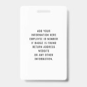 Employee Photo ID Company Security Badge (Achterkant)