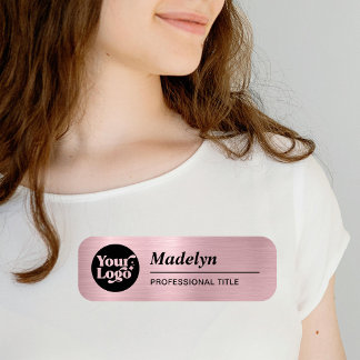 Employee Script Logo Metallic Roze Goud Magnetisch Naamplaatje