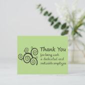 Employee Thank You with swirly vine Briefkaart (Staand voorkant)