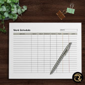 Employee Work Schedule  Notitieblok