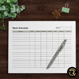 Employee Work Schedule  Notitieblok