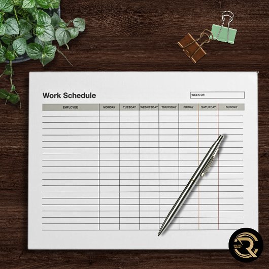 Employee Work Schedule Notitieblok