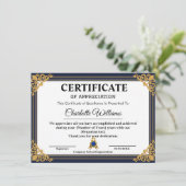 Employee Years of Service Certificate Gold Informatiekaartje (Staand voorkant)