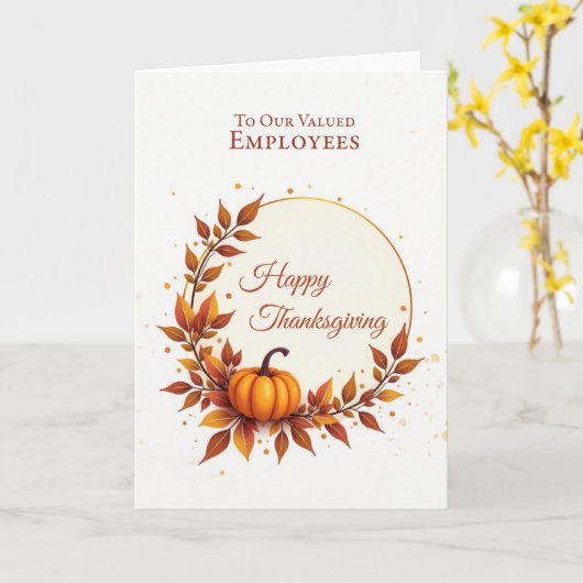 Employees Thanksgiving Appreciation Modern Pumpkin Kaart (Gele Bloem)