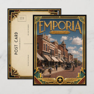 Emporia Kansas Vintage Art Deco Gouden Tijdperk Briefkaart