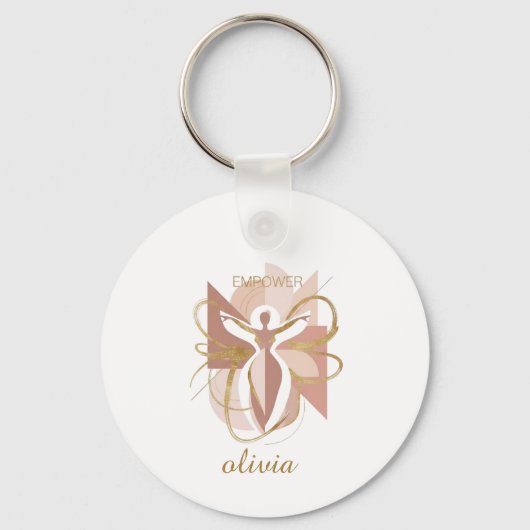 Empower Abstract Golden Woman Silhouette Art Sleutelhanger (Voorkant)