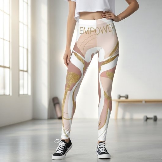 Empower Abstracte Gouden Vrouw Silhouet Kunst Leggings