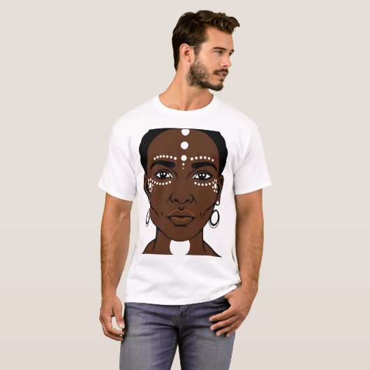 Empowered Aboriginal vrouw gezicht T-shirt (Voorkant volledig)
