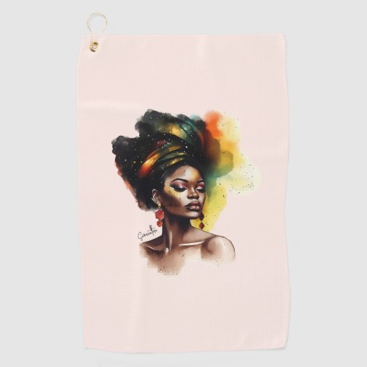 Empowered Afro-Amerikaanse Vrouw (2) Golfhanddoek (Voorkant)