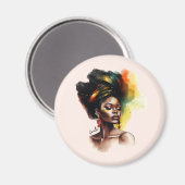 Empowered Afro-Amerikaanse Vrouw (2) Magneet (Voorkant / Achterkant)